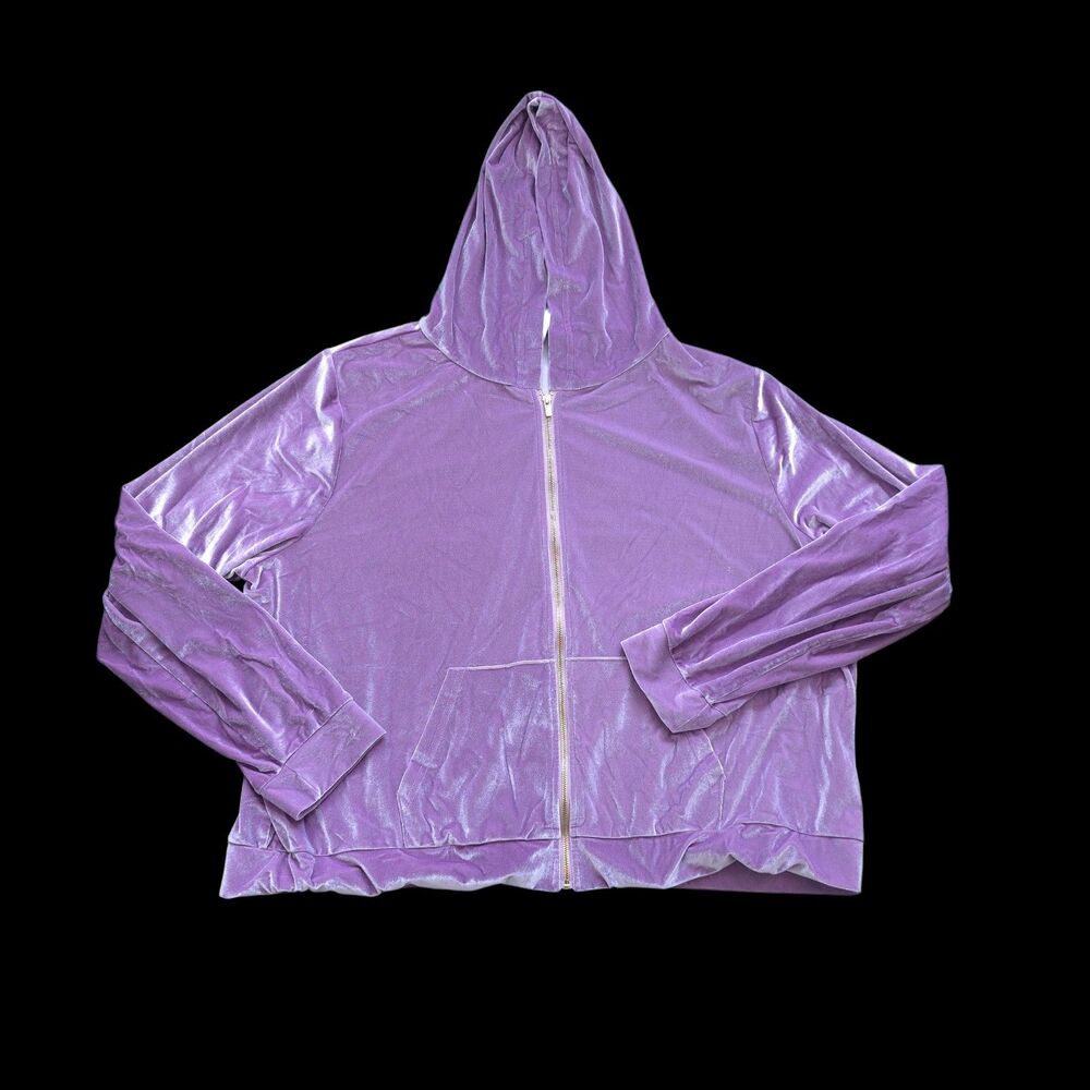 Fabletics Women's Lilac Velour Zip Up Hoodie Plus Size 4X Cotton Blend EUC